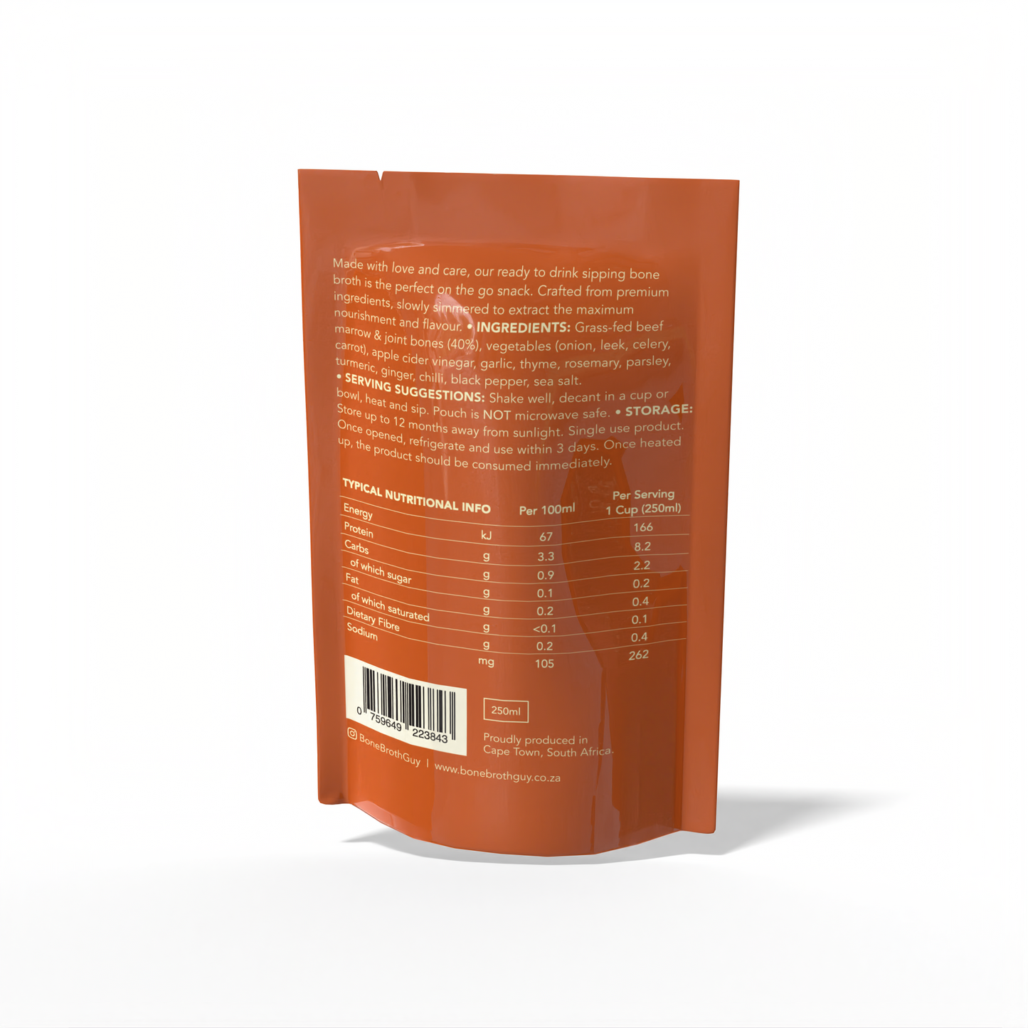 Sipping Broth Beef Bone Broth - Chilli, Ginger & Turmeric 250ml