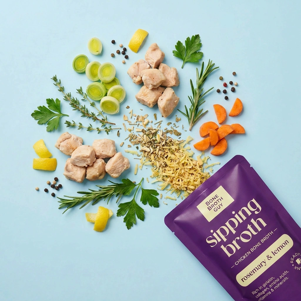 Sipping Broth Chicken Bone Broth - Rosemary & Lemon (250ml)