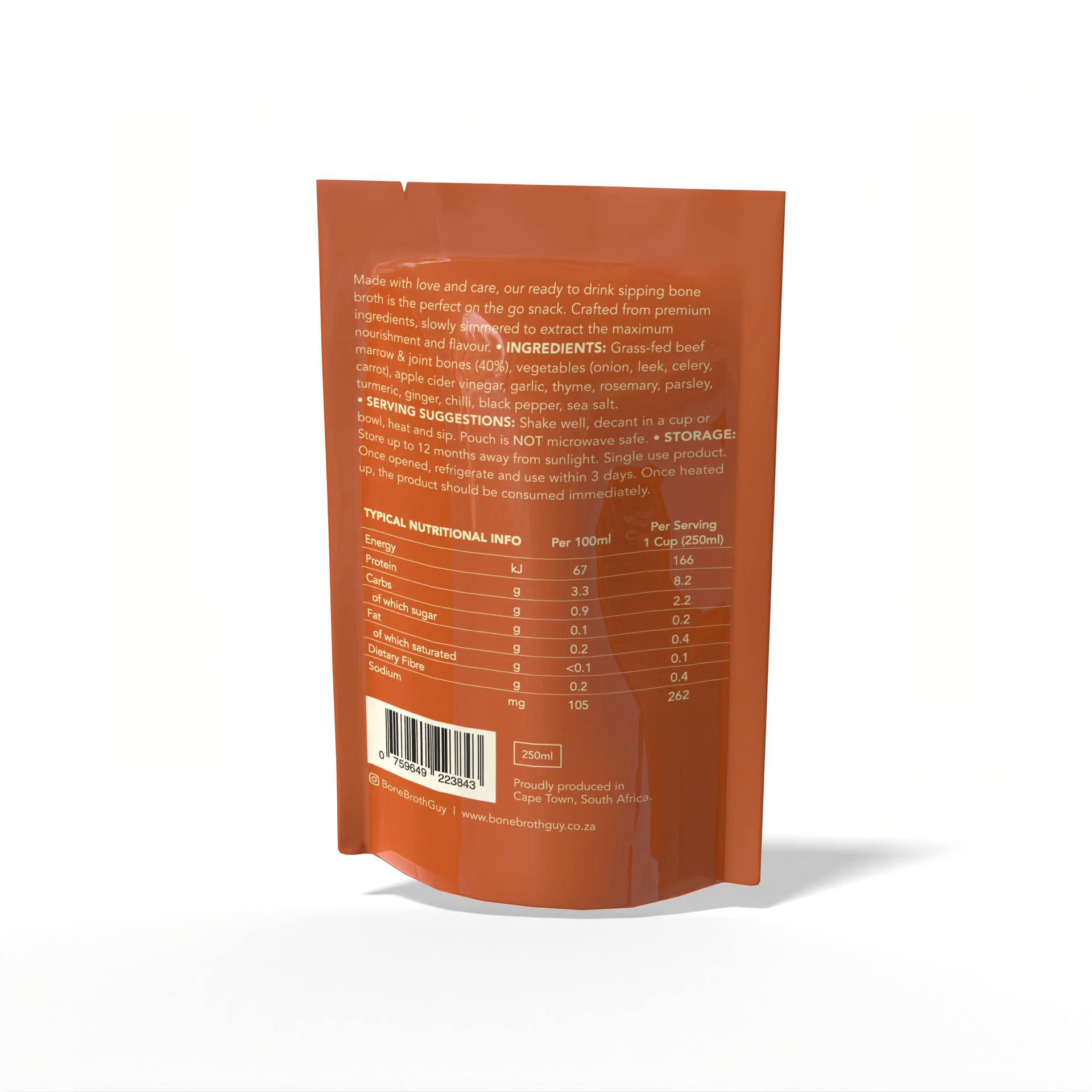 Sipping Broth Beef Bone Broth - Chilli, Ginger & Turmeric 250ml